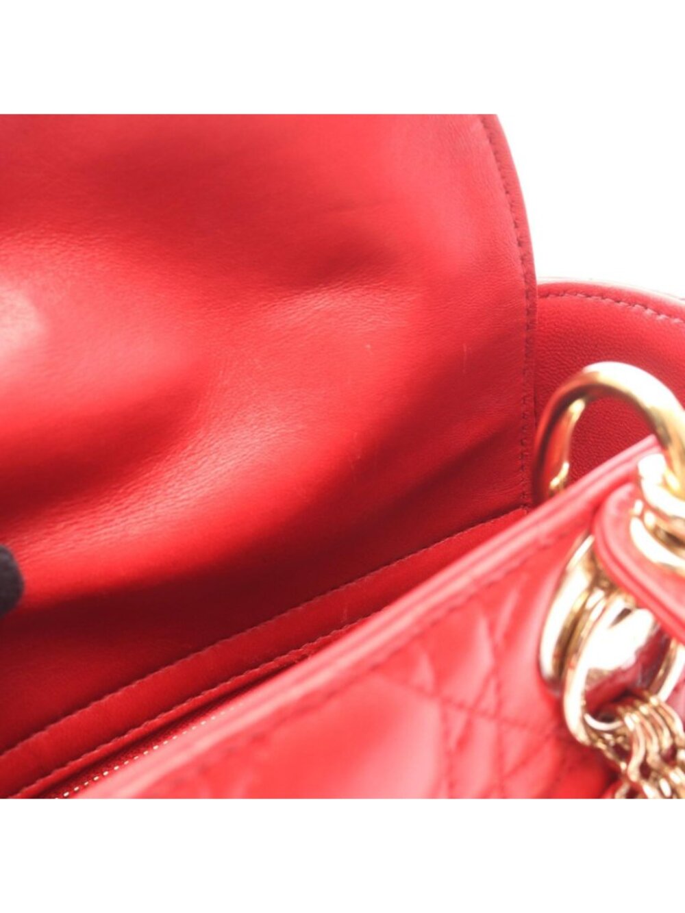 Dior Handbag Lady Dior MY Abcdior 2-Way Red Leather Cannage Tote Small - Picture 7 of 12